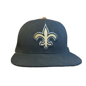 New Era‎ New Orleans Saints 59Fifty Fitted Hat Black and Gold Sjze 7 1/8
